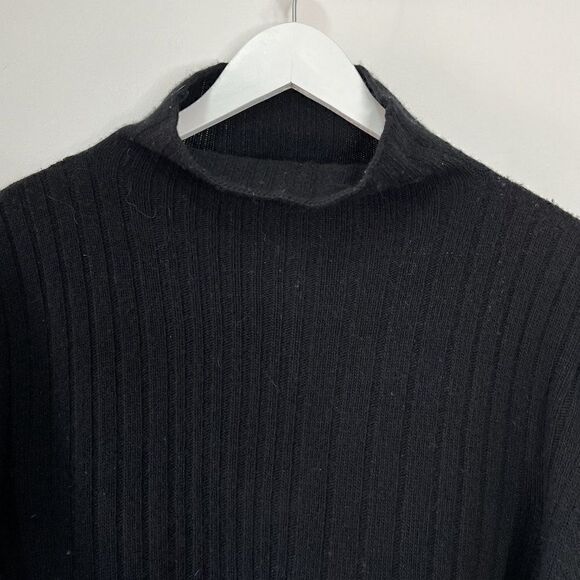 CLEARANCE - Terre Alte Black Colorblock Superfine 100's Wool Mock Neck Sweater - Picture 3 of 7
